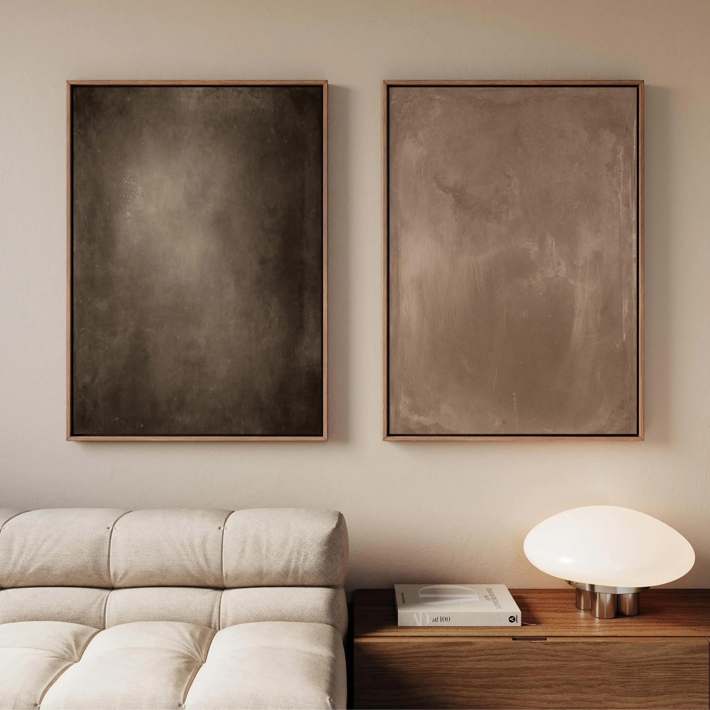 2pcs frameless Canvas Painting Dark Brown Wabi Sabi Canvas Wall Art Set Neutral Canvas Print Wall Art Minimalist Abstract Modern