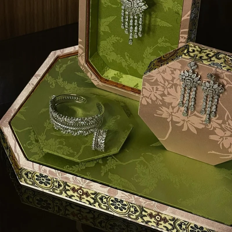 Arabic Palace Silk Jewelry Tray, Light Luxury Storage for Gold Beads & Bracelet, Eid Mubarak Display Plate for Shop