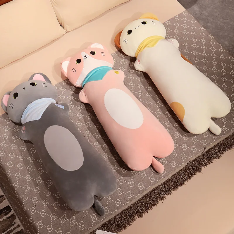 70-130cm Kawaii Cat Plush Toys Stuffed Cute Cat Doll Animal Sleepping Pillow Soft Cartoon Toys for Girlfriend Christmas Gift