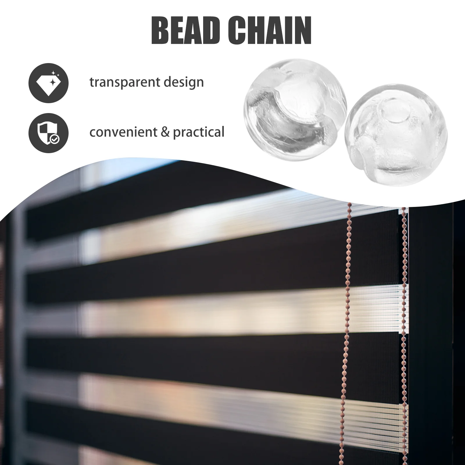 Roller Shade Kit Blind Limit Buckle Shades Clear Beads Chain Stops Black Out Curtains