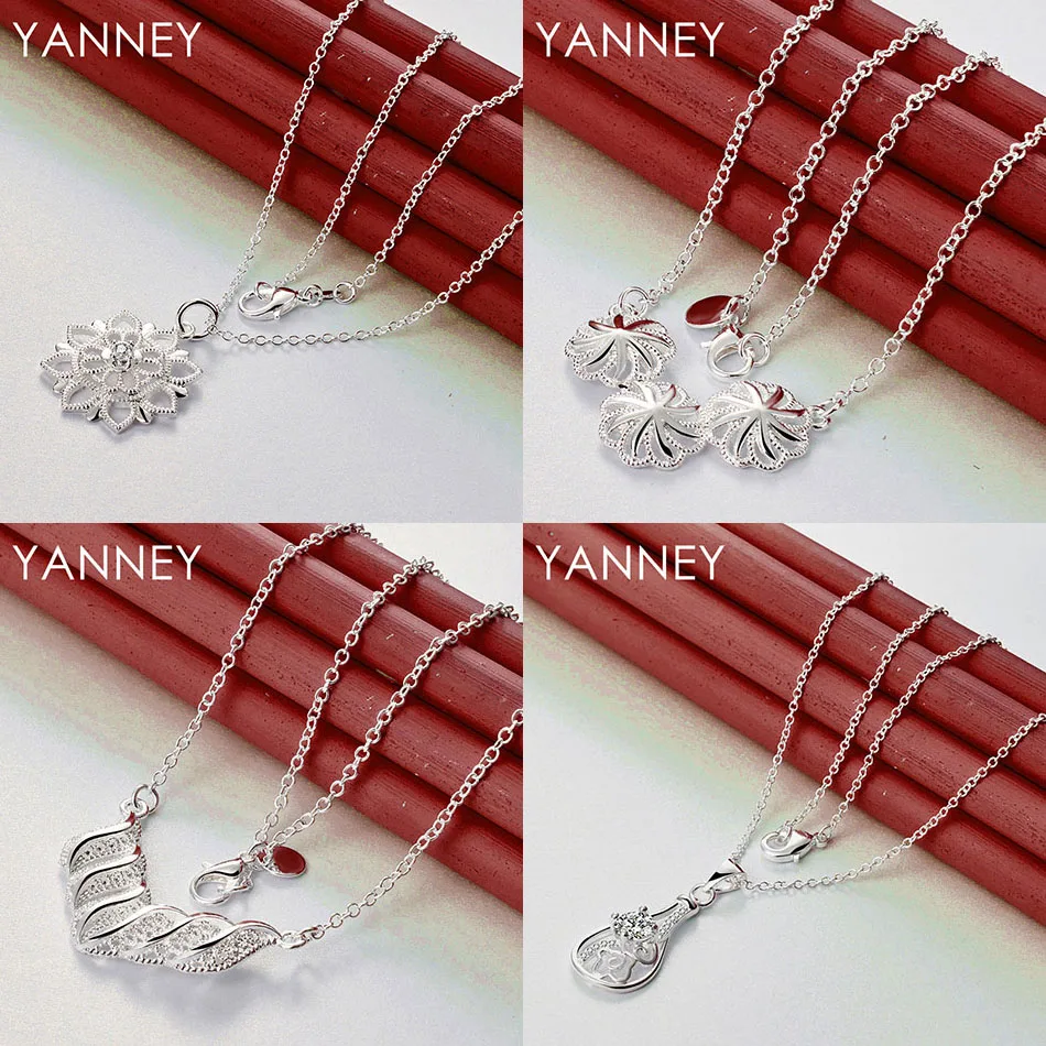 

Элегантное ожерелье из стерлингового серебра 925 пробы 16-30 с нежным цветком и геометрическим кулоном для женщин, аксессуары для вечеринок, подарок на свадьбу