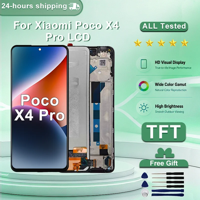 TFT For Xiaomi Poco X4 Pro 5G Display 2201116PG Touch Screen For Xiaomi Poco X4 Pro 5G LCD Digitizer Assembly Replacement Parts