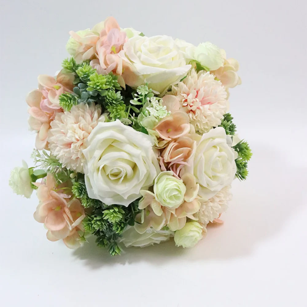 Mazzi di nozze di rosa di seta fatti a mano per la sposa porta fiori finti Bouquet da sposa per accessori da damigella d'onore da sposa