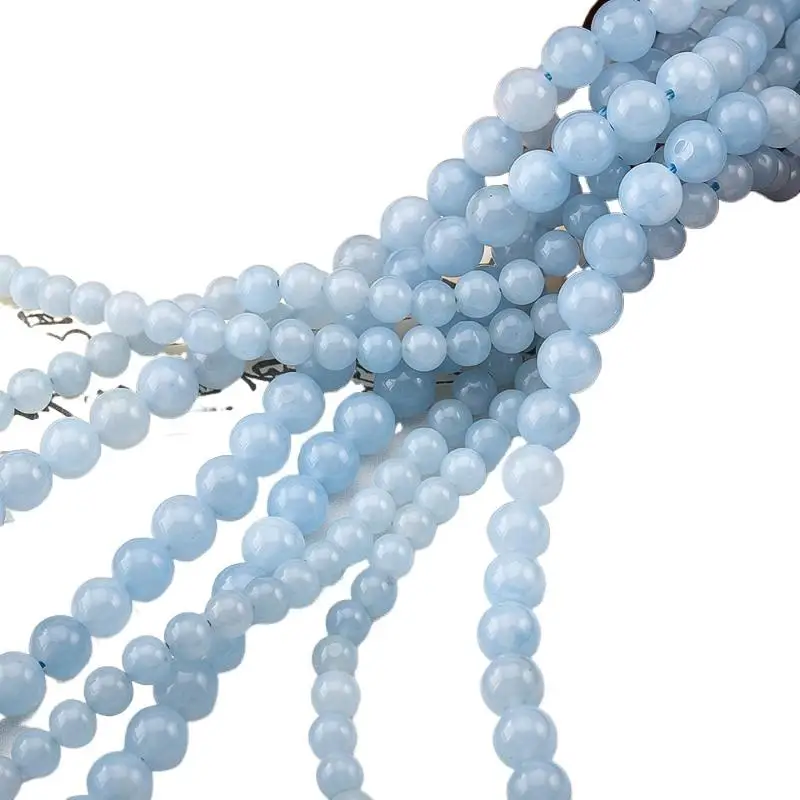 Aquamarin Runde Blaue Edelsteinperlen in Verschiedenen Größen zur Auswahl für DIY-Halsketten, Armbänder, Schlüsselanhänger, Schmuckherstellung und Bastelarbeiten – Detail 6