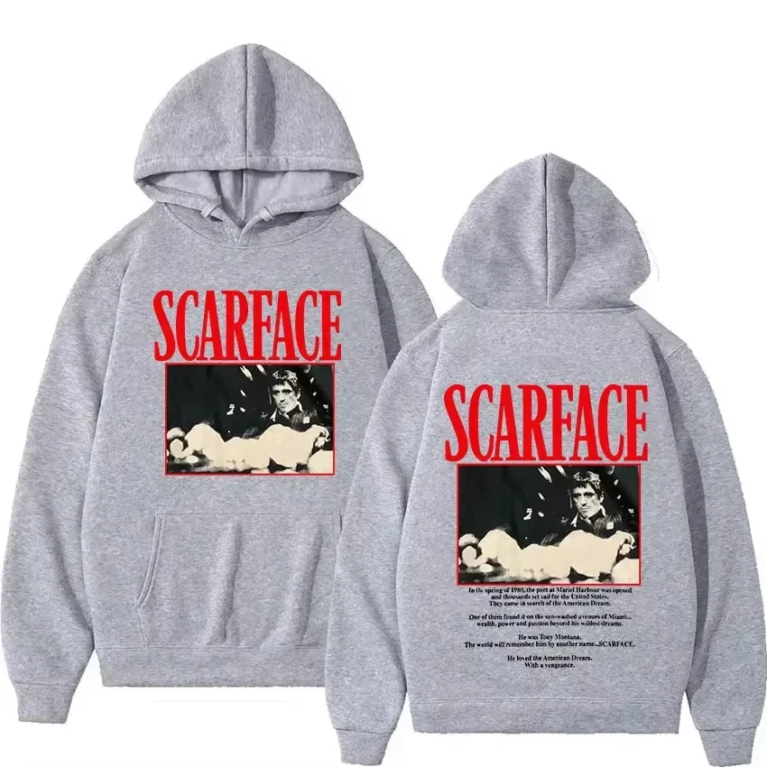 90s Classic Movie Scarface Tony Montana Hoodie Men Women Hip Hop Vintage Long Sleeve Sweatshirt Fleece Pullover Plus Size #3