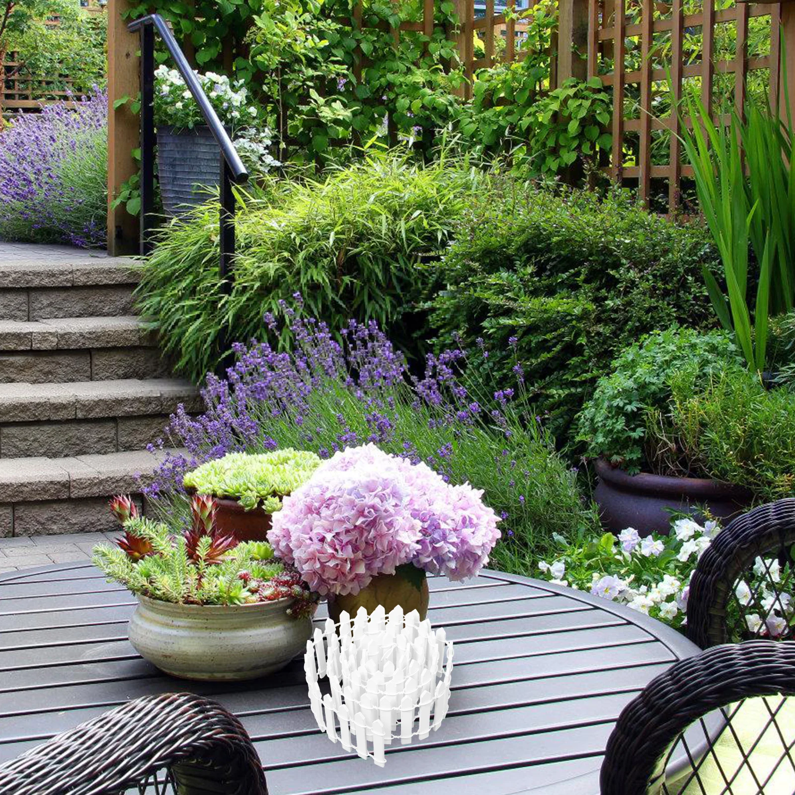 

4Pcs Miniature White Garden Fence Plastic Picket Fence Decorative Border Bonsai Fairy Plant Pot Border Fencing