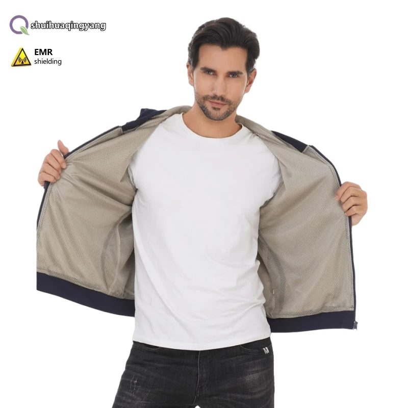 Electromagnetic Radiation Protective Silver Fiber Lining Hooded Vest, High and Low Frequency Full Protection Antibacterial Vest