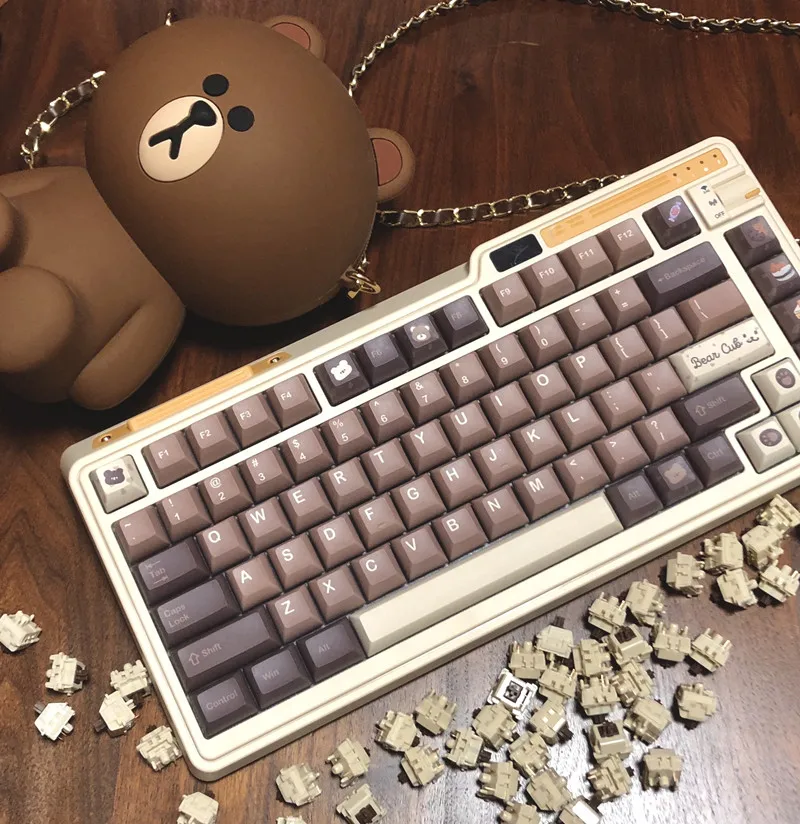 142 Keys PBT Keycaps Little Bear KCA Profile Keycap Dye Sublimation Mechanical Gaming Keyboard Keycap MX Switch With ISO Enter