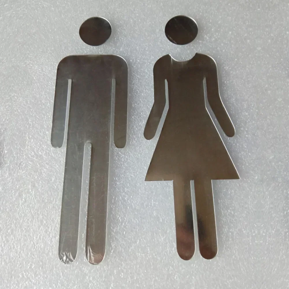 1 Pairs Self-Sticker 3D Acrylic Men& Woman WC Restroom Bathroom Toilet Door Wall Label Sign Decor Plate Washroom Signage Sticker