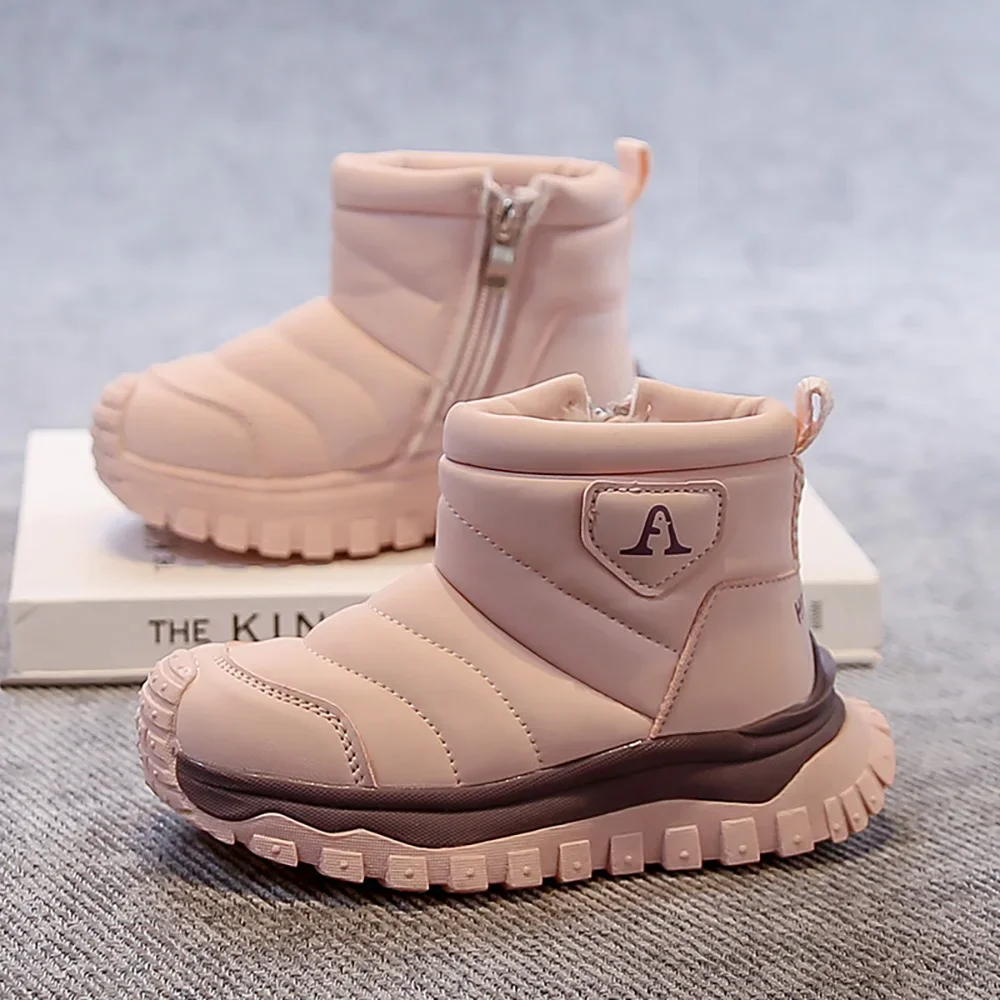 

Зимние теплые детские модные плюшевые ботинки, детские толстые теплые детские зимние ботинки, нескользящие повседневные ботинки для мальчиков, хлопковая обувь на меху для девочек