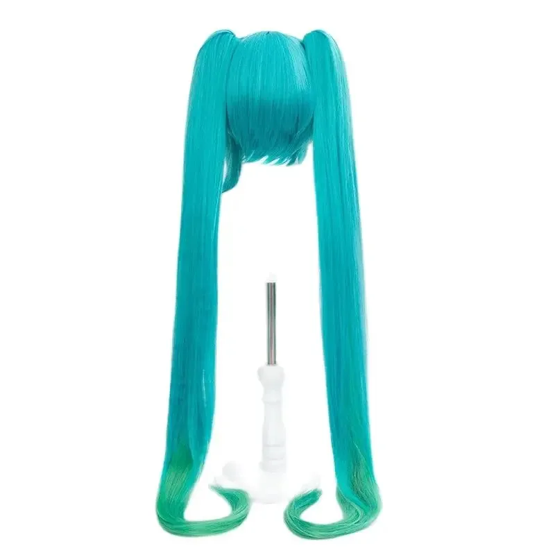 qq34anime-2023-ミク-cos-115-120-センチメートルダブル馬尾グリーン段階的な耐熱合成初音髪コスプレウィッグ-ウィッグキャップ