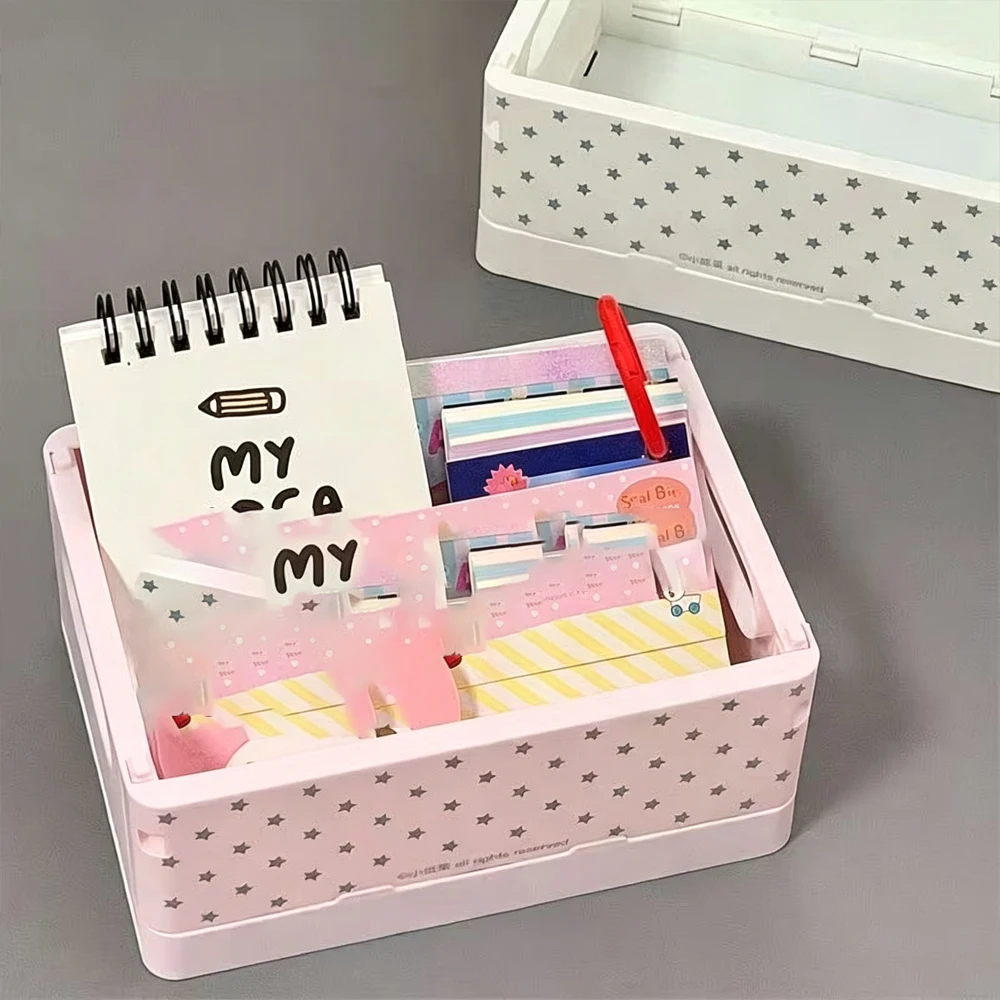Neue originale koreanische Stern-Aufbewahrungsbox, INS Studentenwohnheim Schreibtisch-Aufbewahrungskorb, faltbare Kosmetikbox, niedliches Geschenk – Detail 6