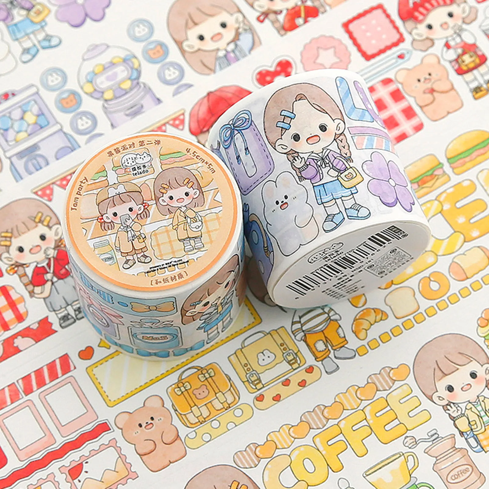 Cute Cartoon Girl Decorative Adhesive tapes Sweet jamparty Diary WashiTape Scrapbooking DIY Paper Scrapbooking Stickers