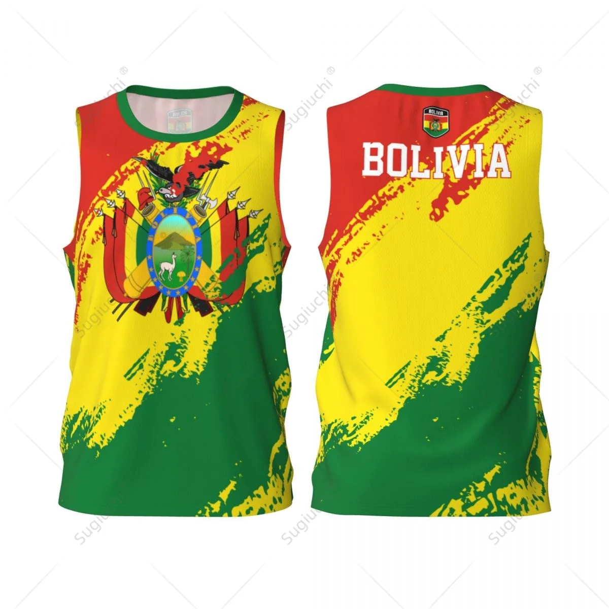 Herren-Basketball-Sporttrikot mit Bolivien-Flagge, Lauf-Fitness-Multifunktions-Trikot, ärmelloses Shirt, individueller Name und Nummer, exklusiv