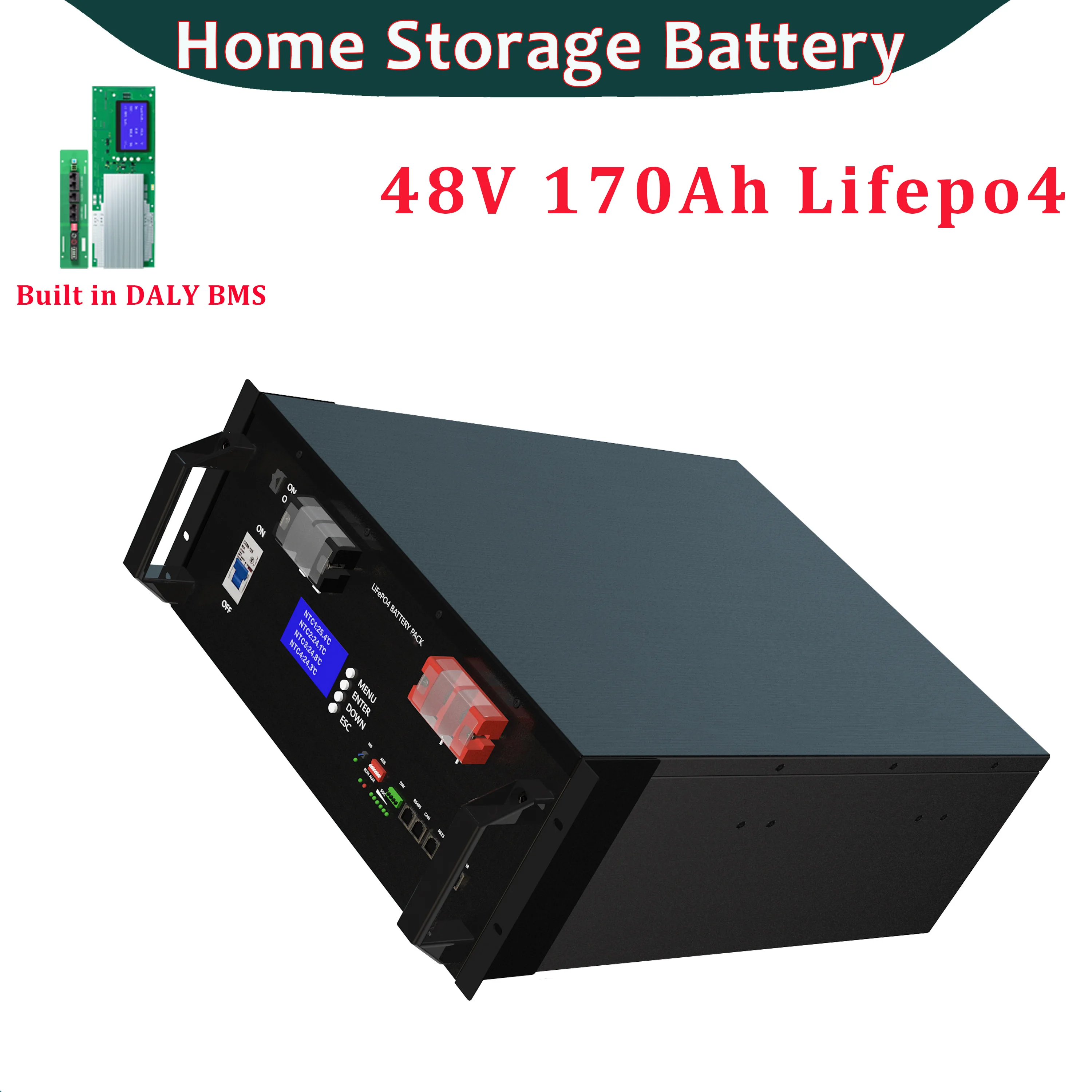 48v 170Ah LifePO4 Battery With Bluetooth BMS Customize CAN RS485 BUS for Solar System