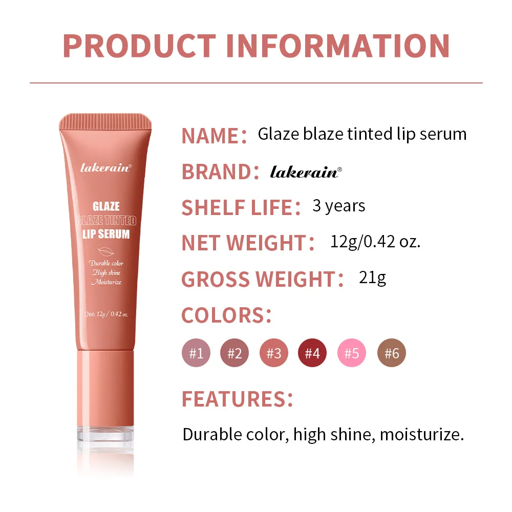 lakerain LipGloss Glowy Balm Tinted Lip Moisturizer Repairing Nourishing LipTint Glow Liquid Gel Hydrating Lips Care