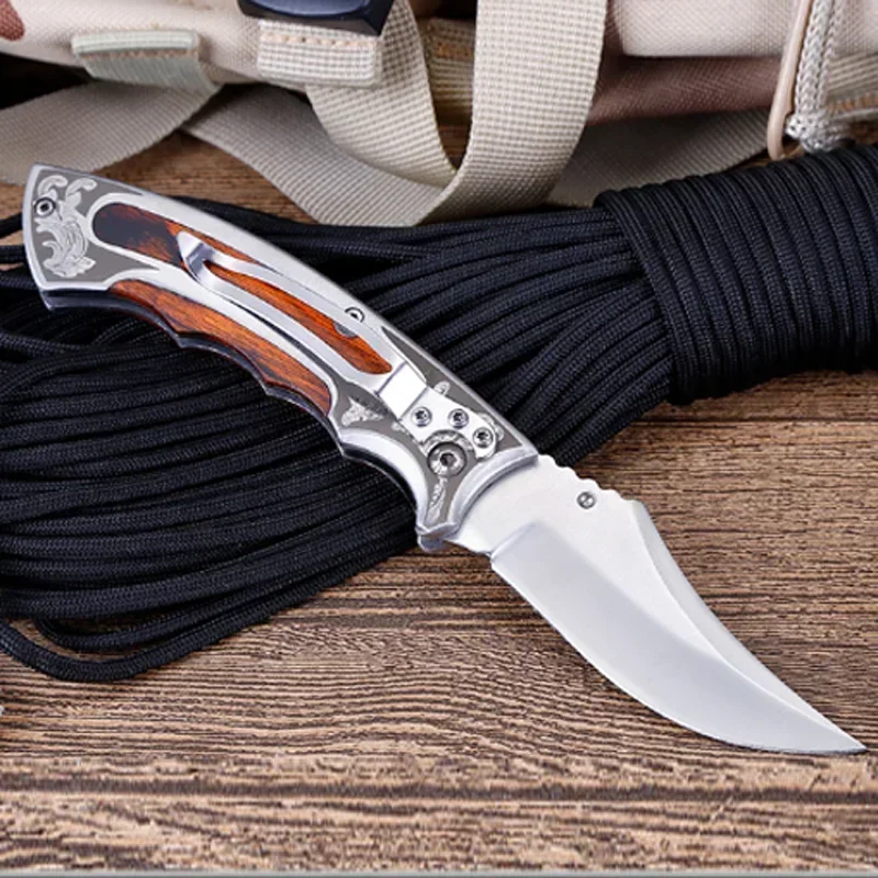 Damascus 58HRC Folding Knife Pipe Cutter Pocket Knives Multi Survival 8Cr18 Steel Blade Tactical Stiletto Outdoor Knife Tools