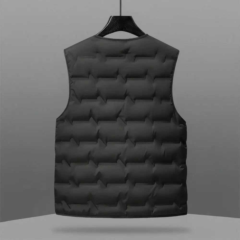Mens Warm Thickened Cotton Vest Winter Sleeveless Jacket Casual Solid Color Thermal Waistcoat Fashionable Business Outdoor Coat