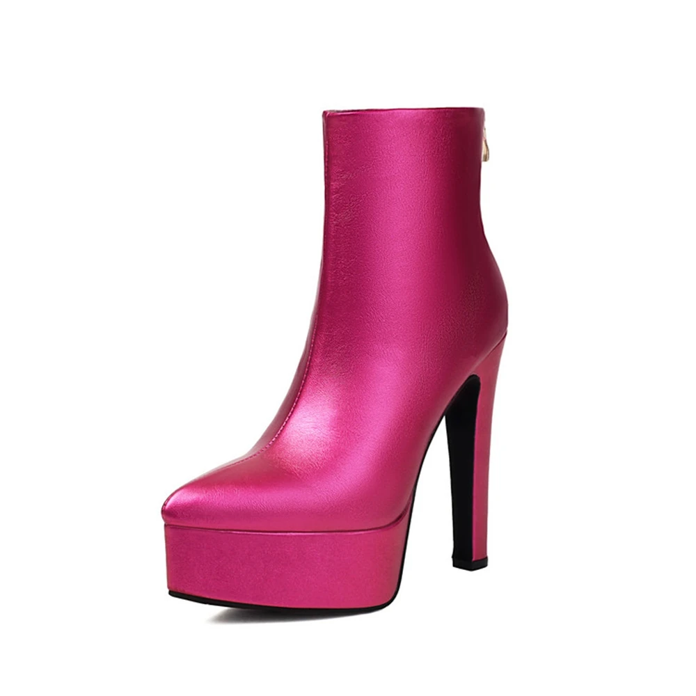 

Осень 2024, дизайнерские модные женские короткие ботинки, ботильоны с острым носком на толстой подошве, рекламные трендовые водонепроницаемые большие размеры 47 7815