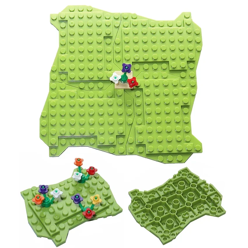 Akcesoria MOC Miasto 8x10 Nieregularna Specjalna Płyta Bazowa Rośliny Drzewa Las Ogród Scena Części DIY Klocki do Składania