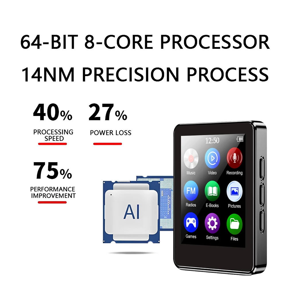 مشغل MP3 محمول بلوتوث 4.2 Hifi موسيقى مكبر صوت ستيريو تشغيل فيديو MP4 صغير مع شاشة LED راديو FM تسجيل وكمان