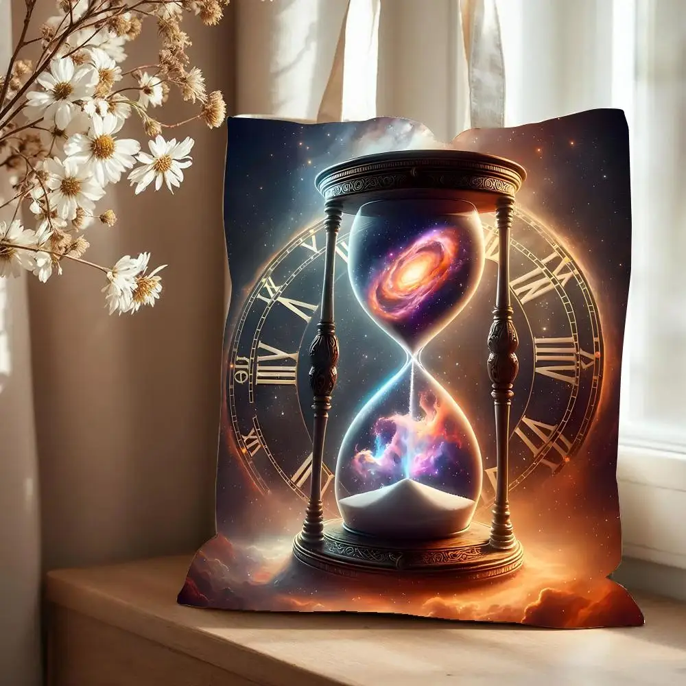 Hourglass Of The Cosmos Storage Bags Canvas Tote Bag Large Capacity Double-Sided Reusable Shopping Bag Eco-Friendly Shoulder Bag