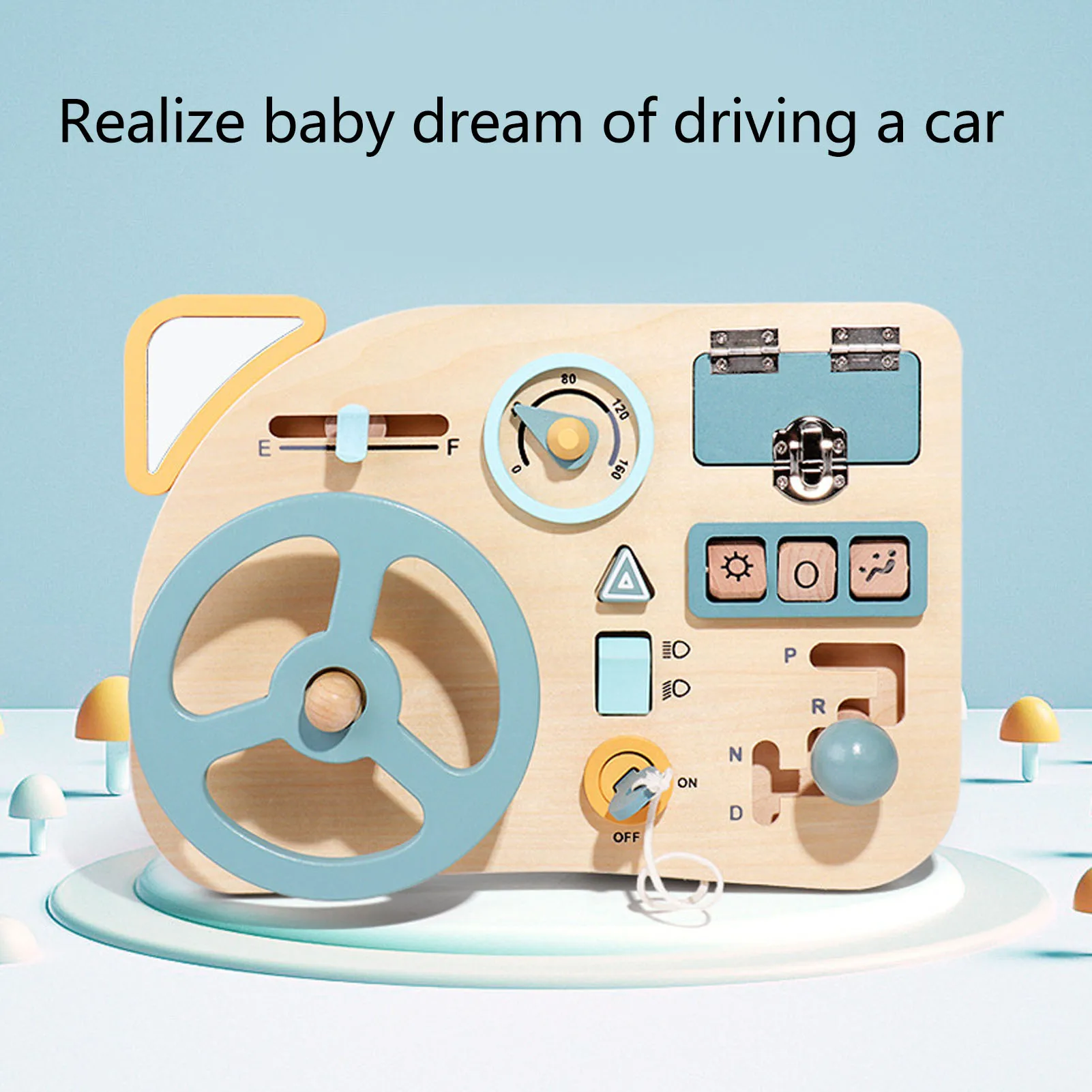 

ZK30 Steering Wheel Activity Board Early Educational Fine Motor Skills Interactive Wooden Dashboard for Children