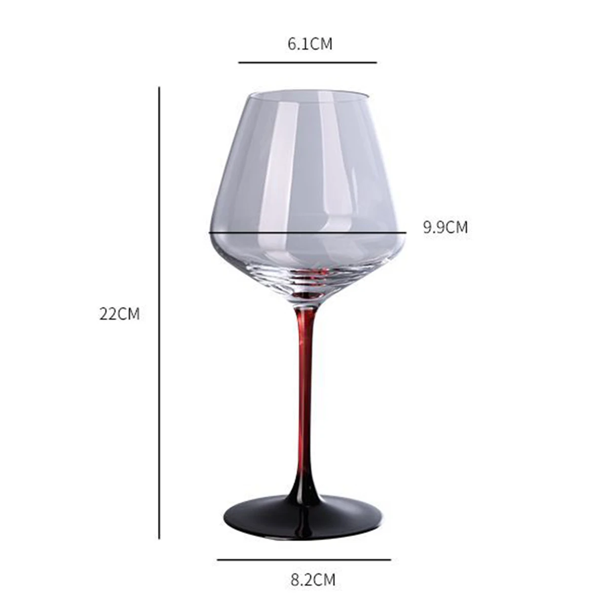 (Can Engrave Logo) Two Cups 430ml Household Crystal Bordeaux Red Wine Glass with Colorful Stems, Party/Bar Goblets