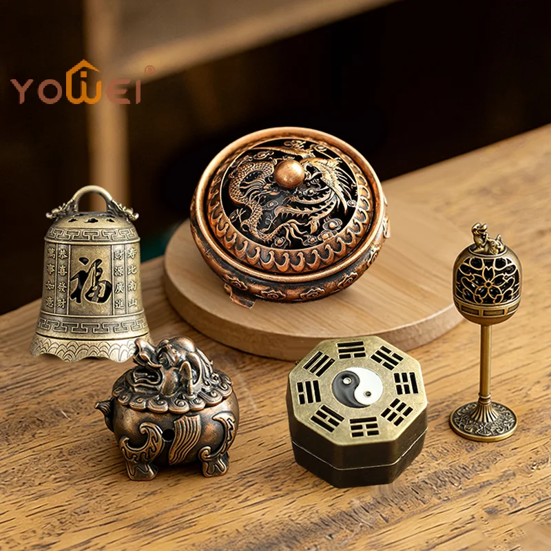 Latest Vintage Alloy Incense Burner Stick Holder Three Legged Hollow Out Mini Sandalwood Censer Incense Burner Home Decoration