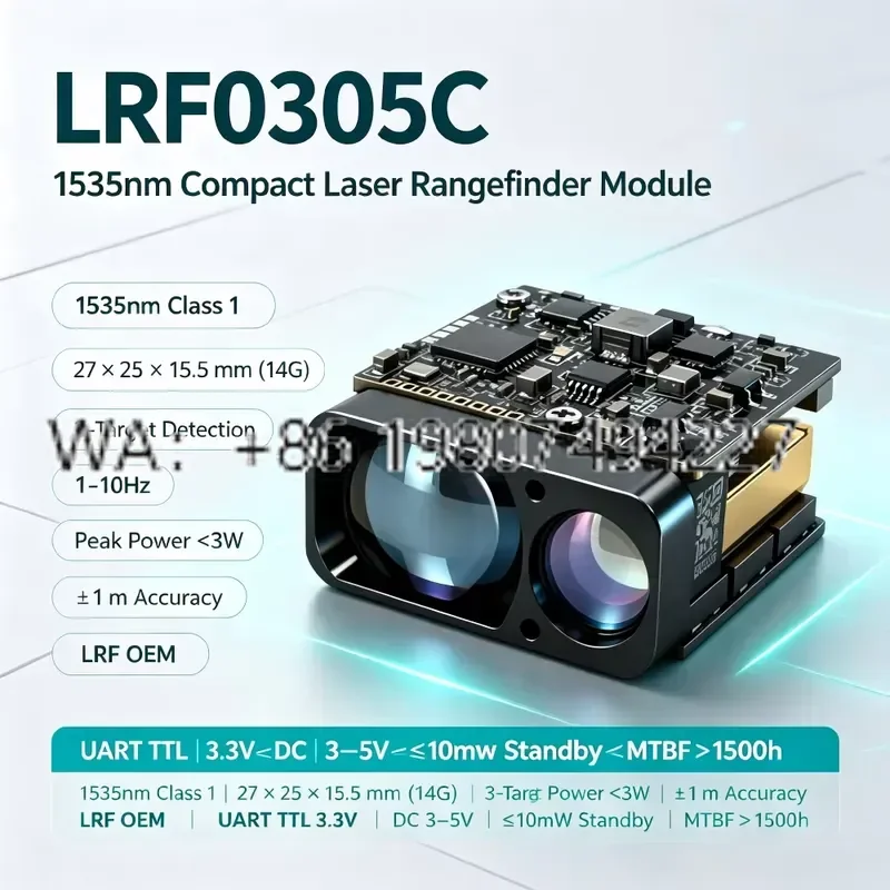 OEM 1535nm Eye-Safe Rangefinder Module 14g UART TTL 3.3V Sensor -40 to 70 Celsius Portable Optics