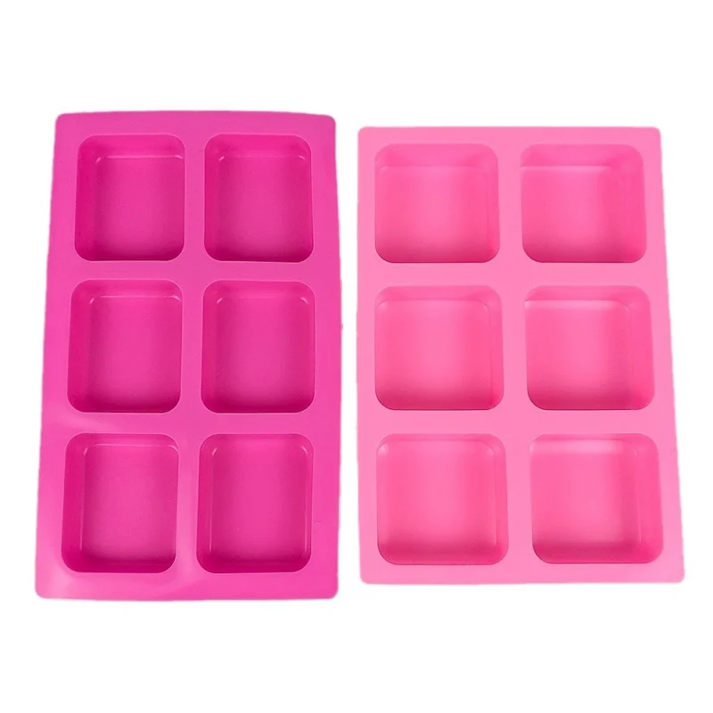 3D Silicone Mold For Soap Making 6-Cavity Square Shape Soap Mould DIY Candle Decorating Tools Cake Baking Molds Silicone Craft