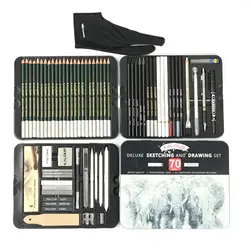 70Pieces Drawing Sketching Pencils Set Graphite Charcoal Pencil Wood Pencils Drawing Supplies Sketching Artist Supplies