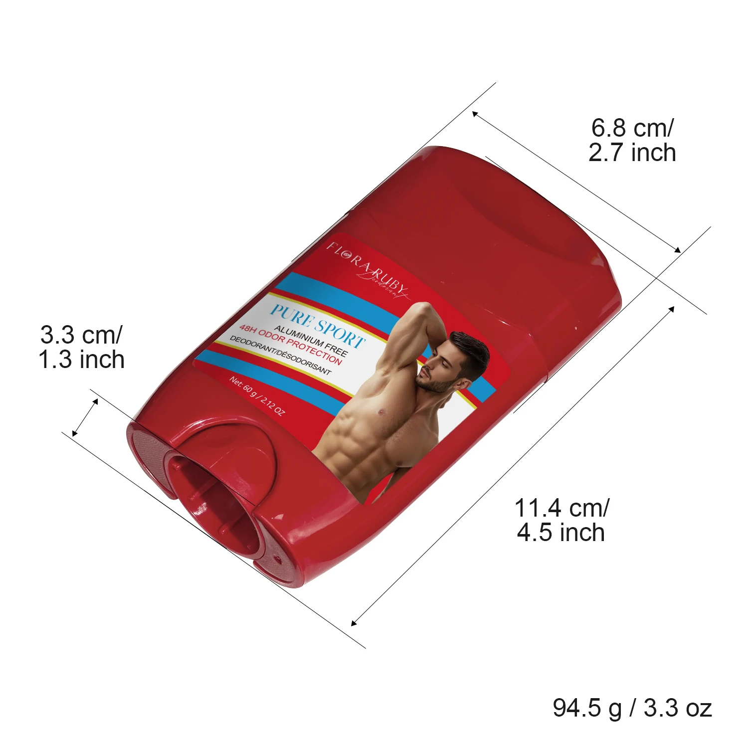 FLORA RUBY 60g/2.1oz deodoran wangi, stik deodoran kuat 48 jam, krim, menyegarkan dan melembapkan 48 jam