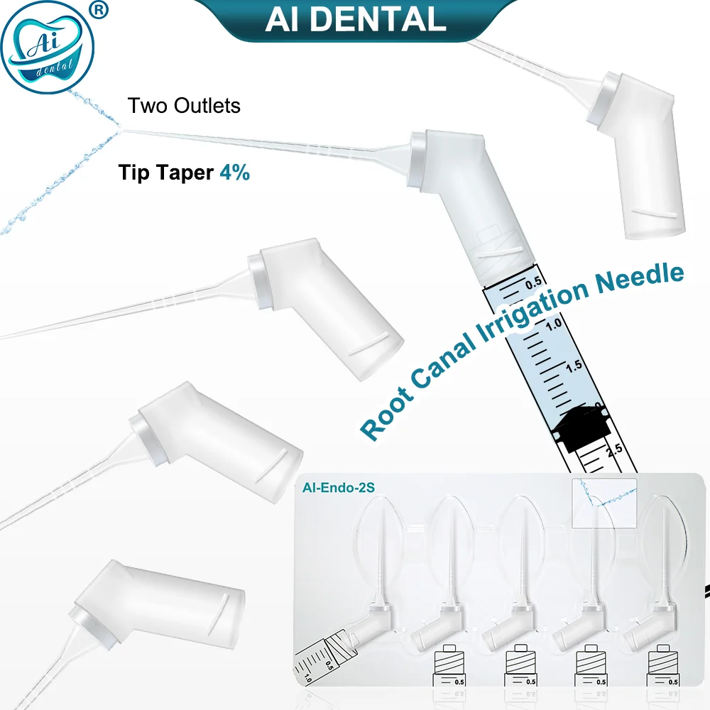 

AI-Endo-2S Dental Disposable Endo Irrigation Syringe Needle Tips 27mm Polypropylene Body for Root Canal Washing 30pcs/box