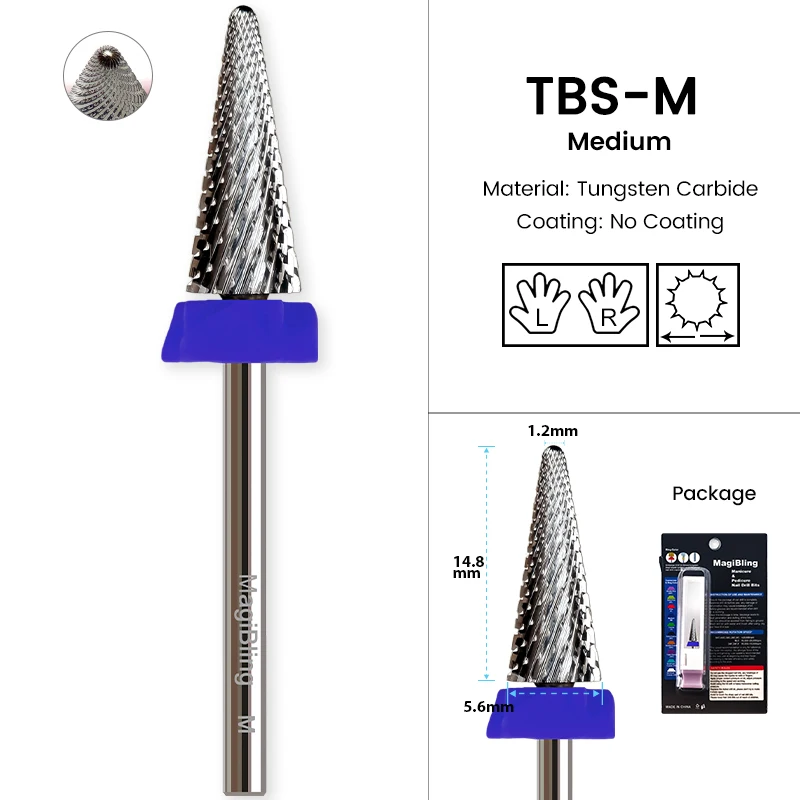 MagiBling Kreuzschnitt-Nagelbohrer mit konischer Spitze, Hartmetall, für Links- und Rechtshänder, Nagelhaut-Hartgel-Entfernung, professionelle Bits, 3/32 Zoll – Detail 8