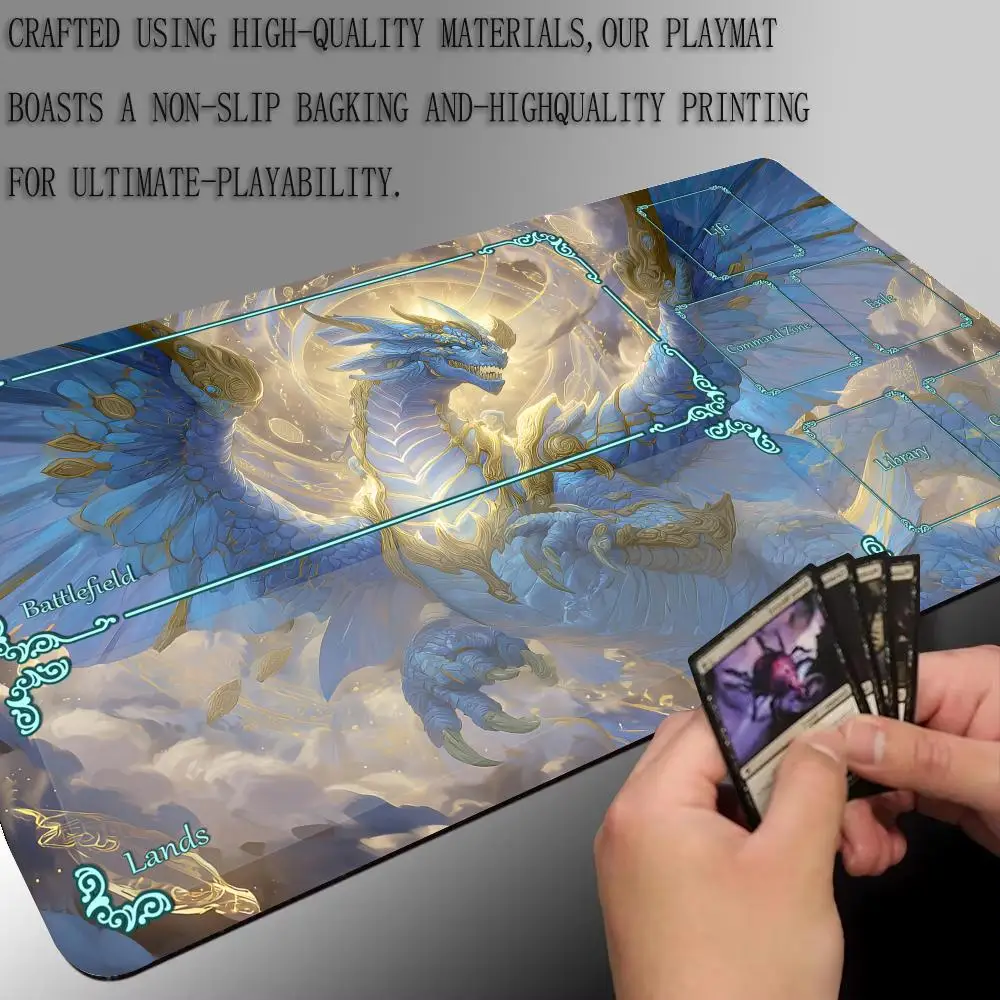 الخيال الأبيض التنين تصميم MTG Playmat ماجيك بطاقة معركة حصيرة عدم الانزلاق دائم 35X60CM قائد Playmat tapete ماجيك mtg