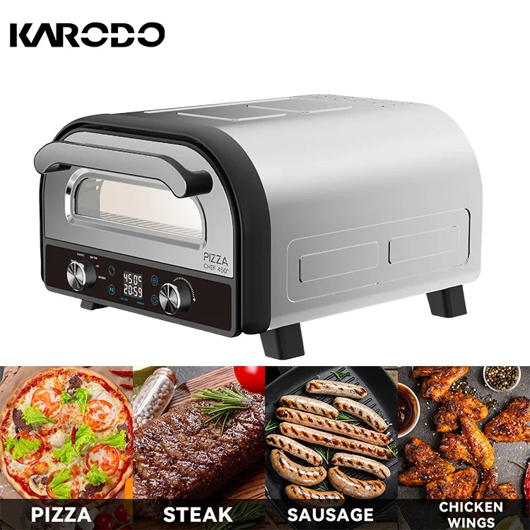 Karodo High Quality Multifunctional Electric Desk Pizza Oven Rotating Pizza Stone Maker High Temperature Pizza Oven