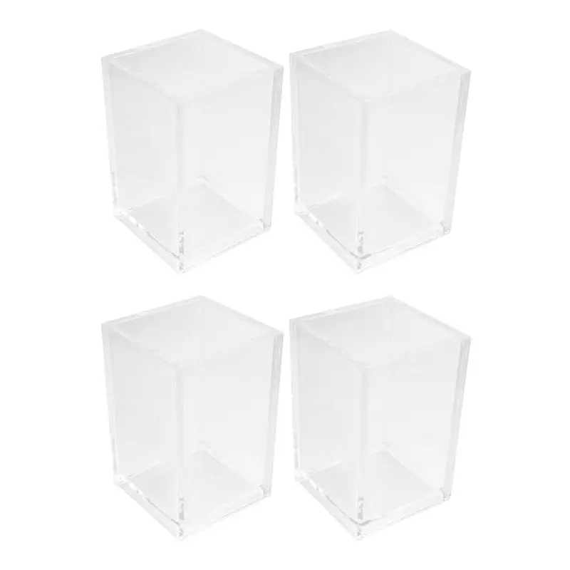Superior-Acrylic Pen Holder 4 Pack,Clear Desktop Pencil Cup Stationery Organizer For Office Desk Accessory