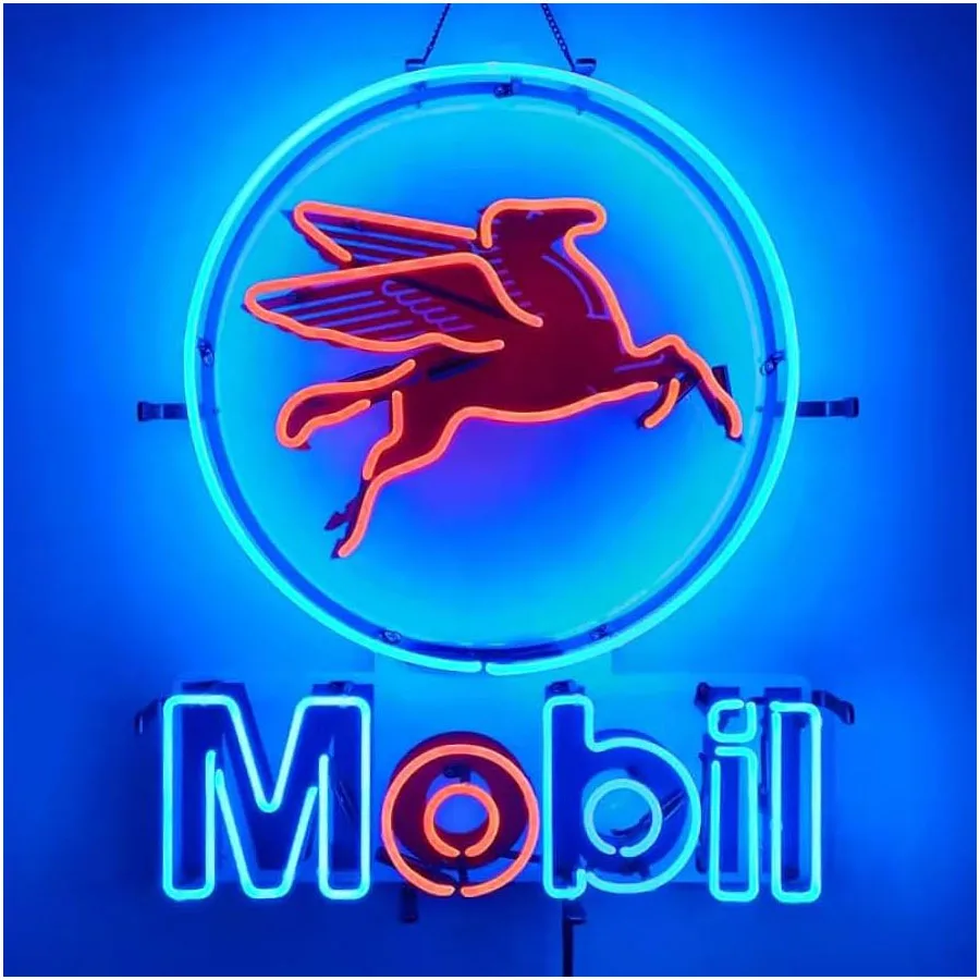 Gasoline Neon Sign Real Glass For Garage Workshop Oil Station Neon Bulb Sign Iconic Beer Sign Lamp Print Board Wall Light Mobil