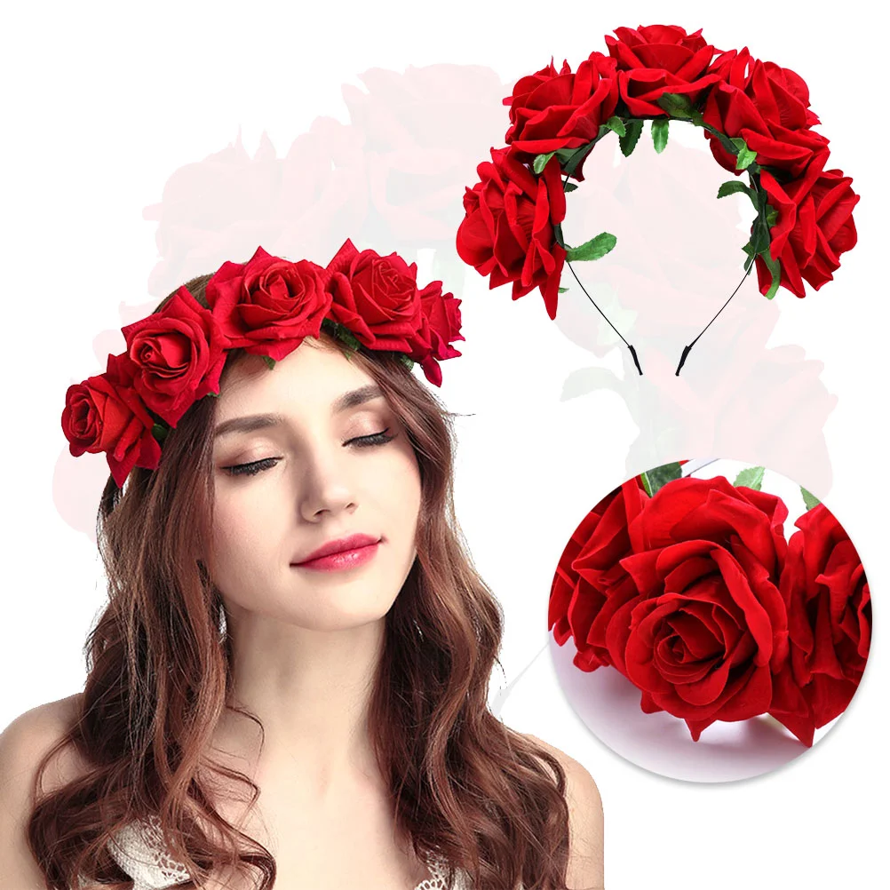 

Wreath Garland Floral Headpiece Rose Flower Hair Hoop Bride Wedding Festival Headband