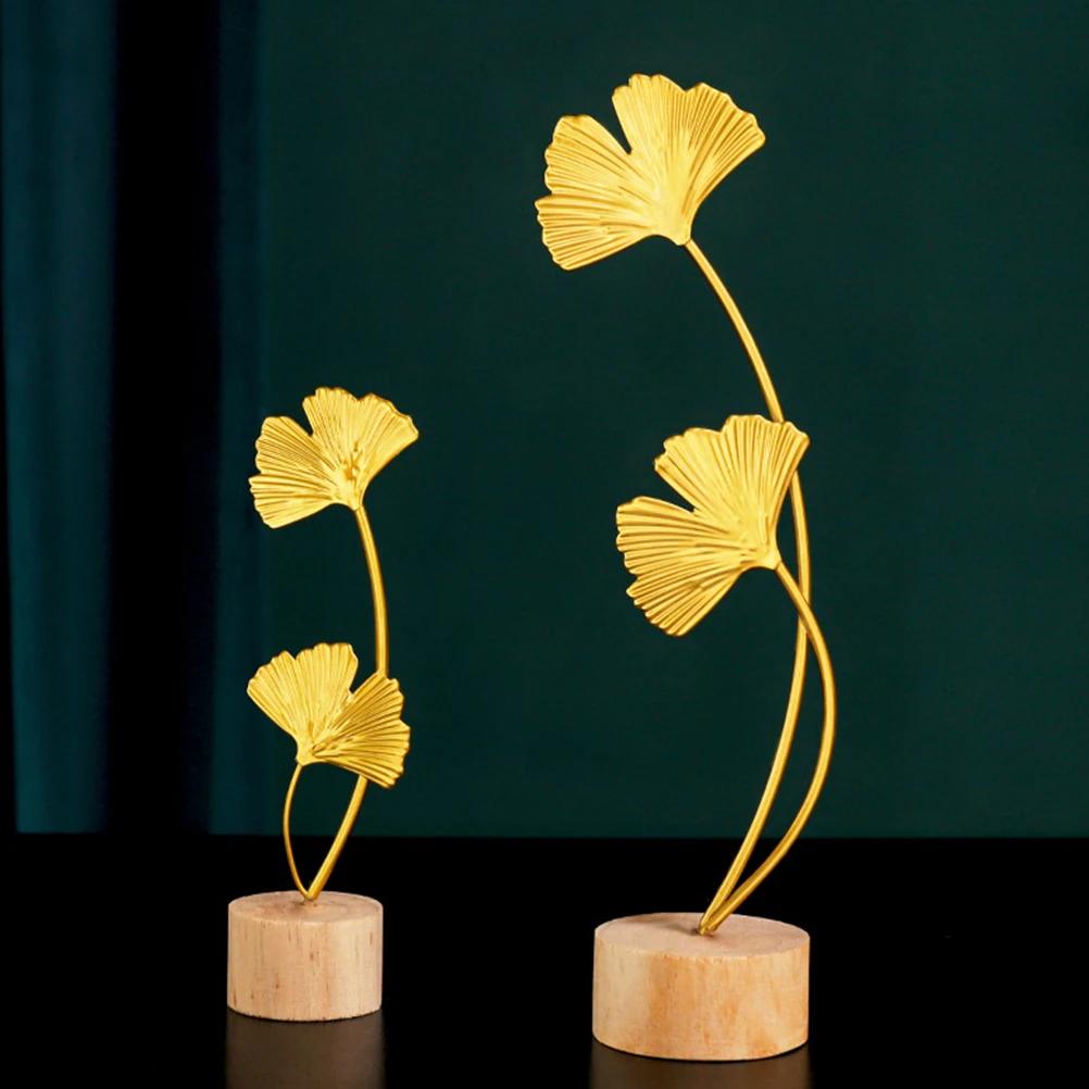 

Ginkgo Leaf Ornaments Decor Home Table Wedding Statue Long Lasting Vivid Texture Smooth Mini Model