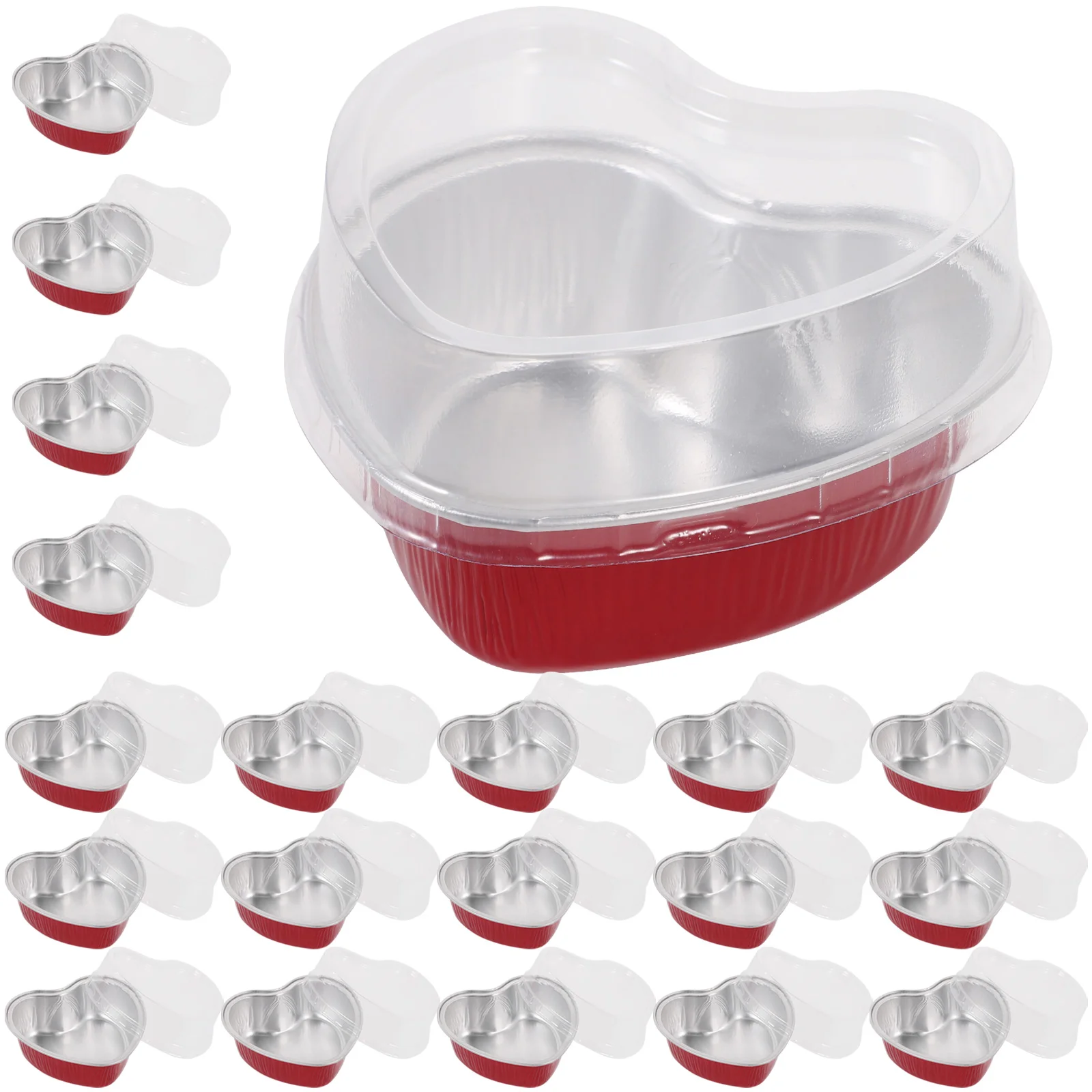 

20 Pcs Cake Container Multi-function Bakery Case Disposable Clear for Home Pudding Containers Lovely Red Treat Boxes