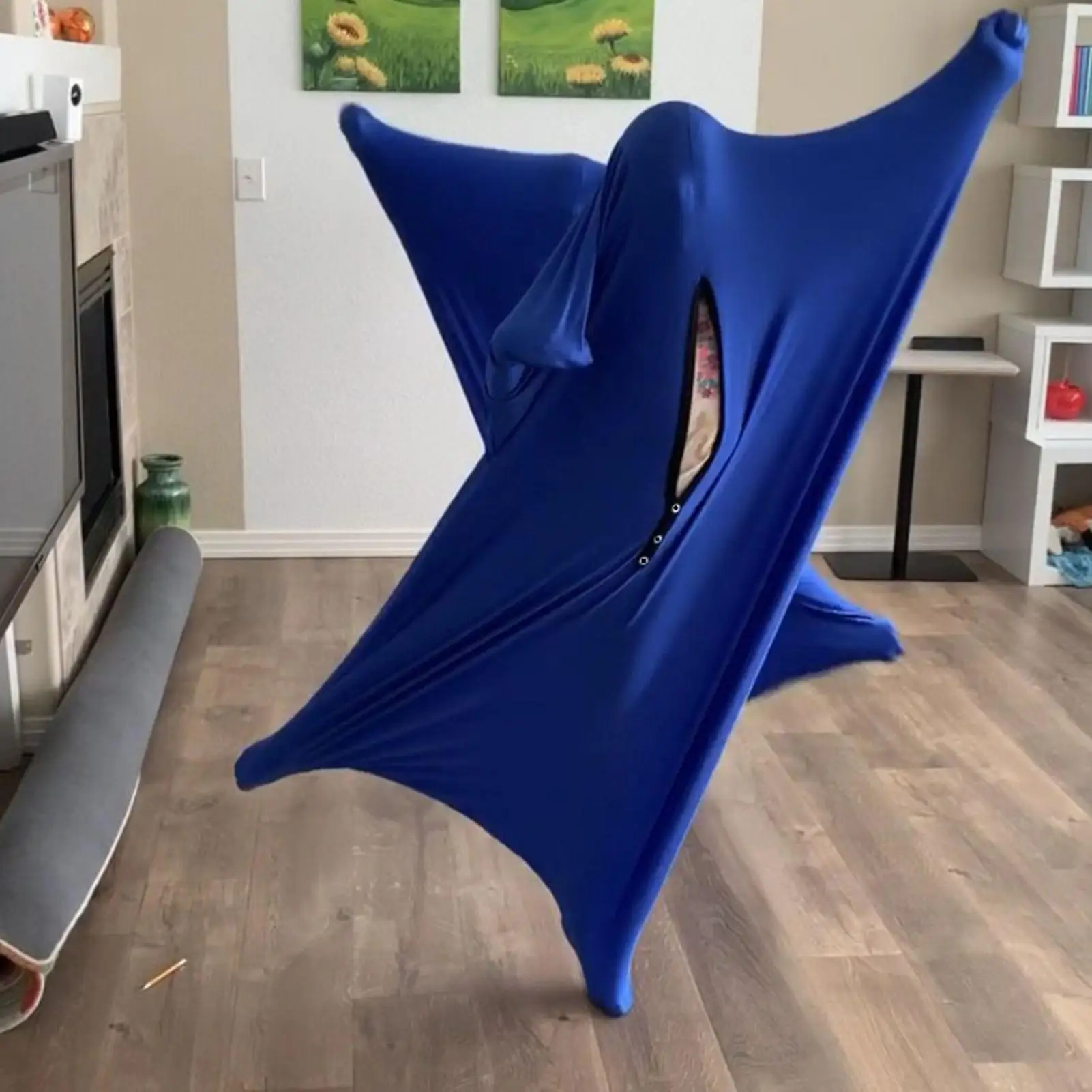 

Сенсорный носок для тела, эластичная компрессионная повязка для детей с аутизмом, СДВГ, терапия глубоким давлением, успокаивающая и фокусирующая облегчение синего цвета