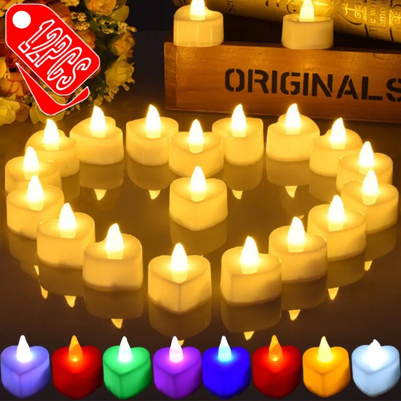 

Flameless Led Candle Heart-shaped Electronic Battery-Power Tealight Candles for Home Christmas Party Wedding Decoration