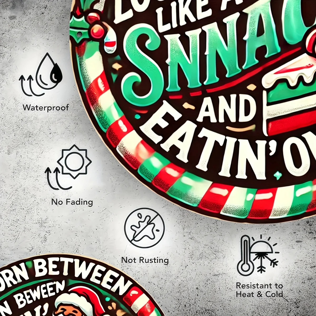 قطعة واحدة من لافتة فنية جدارية معدنية لعيد الميلاد مقاس 8 × 8 بوصات - ديكور من الألومنيوم لغرفة النوم والمطبخ والمطعم والبار والمنزل والحديقة #4