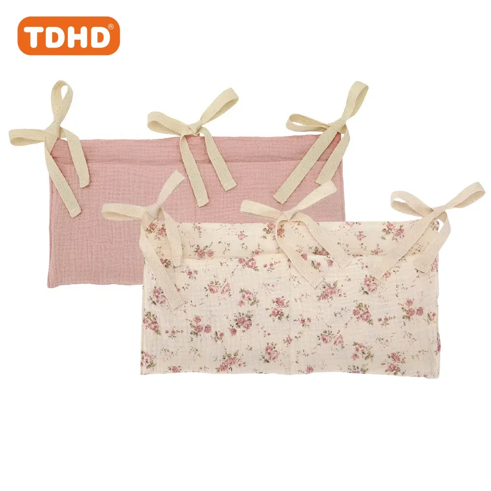 جيب معلق لمنظم سرير الملمس الناعم TDHD، حقيبة تخزين حضانة متعددة الأغراض للحفاضات والزجاجات وألعاب التسنين والديكور #1