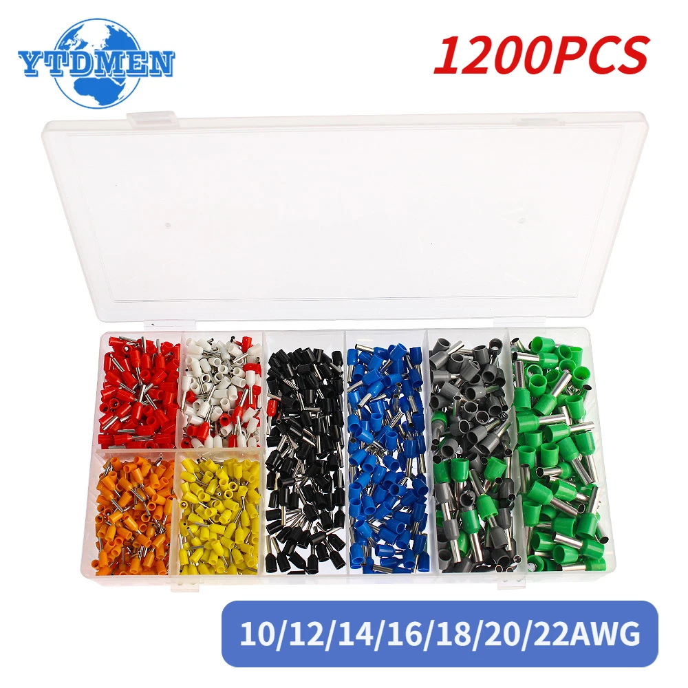 

1200pcs/lot E0506 E0508 E7508 E1008 E1508 E2508 Insulated Ferrule Terminal Block Cord Wire Connector Electrical Crimp Terminator