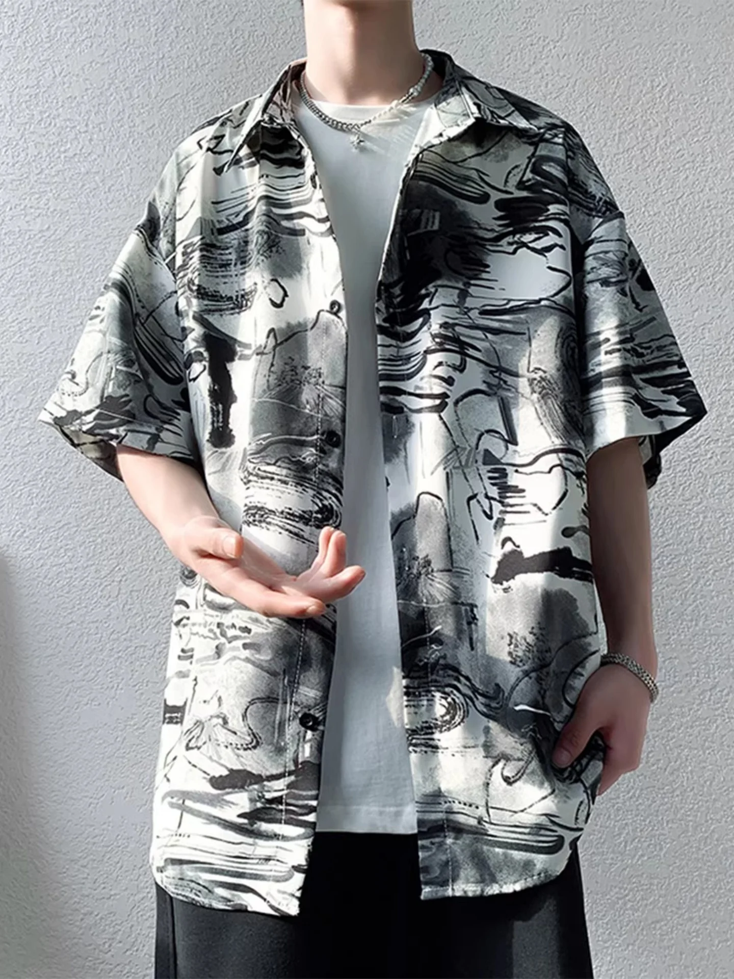 

Мужская летняя повседневная рубашка из лёгкого шёлка с цветочным принтом, быстросохнущая, с охлаждающим эффектом, в гавайском стиле, для пляжного отдыха