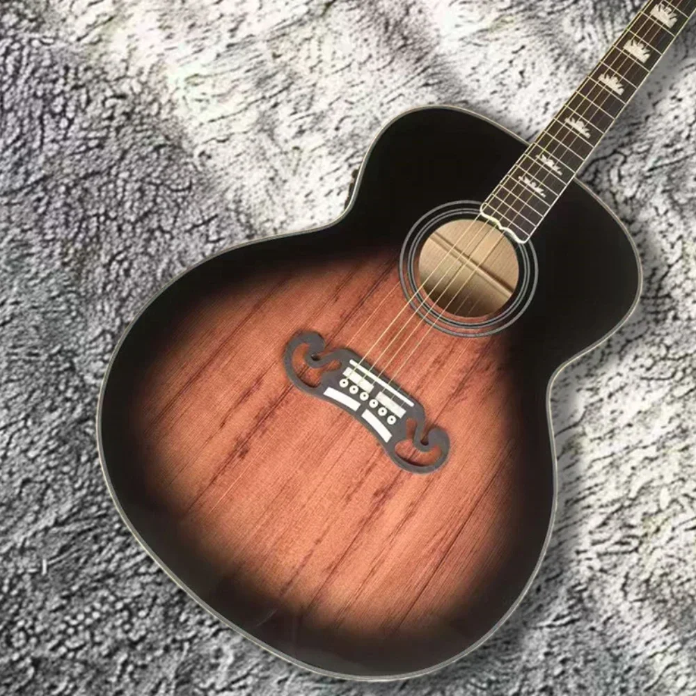 

Free Shiping J200 Series Solid Wood Top Acoustic Acoustic Smoke Gray Glossy Paint Surface Ebony Fingerboard Acoustic Acoustic