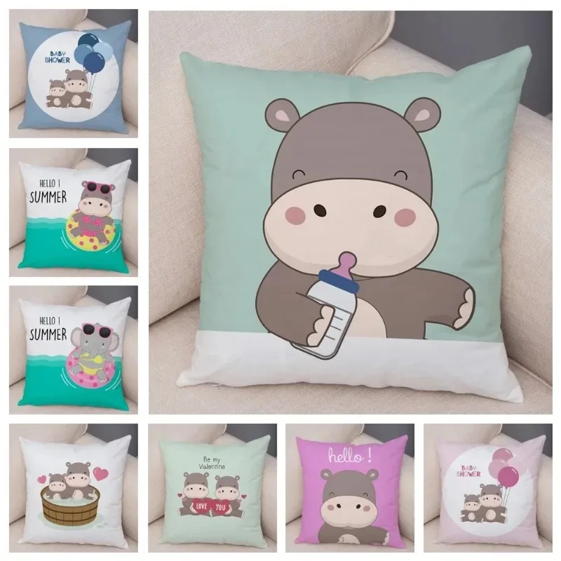 

Elephant Family Animal Print Decorative Pillow Cover Car Sofa Square Cushion Pillow Cover